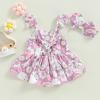 Baby Girl Easter Outfit Cute Bunny Romper Dress Sequin Backless Playwear Dresses with Tulle Newborn 1st Easter Clothes (Purple Rabbit&Flower,0-3 Months) view 3