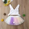 Baby Girl Easter Outfit Cute Bunny Romper Dress Sequin Backless Playwear Dresses with Tulle Newborn 1st Easter Clothes (Bunny Top+Tulle Skirt,1-2T) view 3