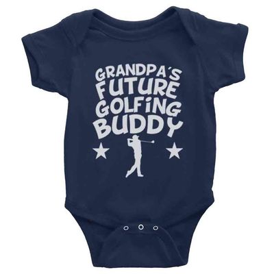 Grandpa's Future Golfing Buddy Unisex Baby Crawl Suit Short Sleeve Rompers Bodysuit Outfits D-Navy