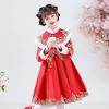 Baby Toddler Girl Dress Round Neck Long Sleeves Fall Dress Holiday Chinese New Year Dresses for (Red, 12-13 Years) view 2