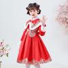 Baby Toddler Girl Dress Round Neck Long Sleeves Fall Dress Holiday Chinese New Year Dresses for (Red, 12-13 Years) view 3