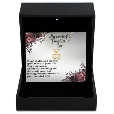 Heart Knot Gold Necklace Luxury Box Daughter in Law Wedding Jewelry, Congratulation on this Special Day, Gift for Daughter In Law, WEDDING Gifts, Je