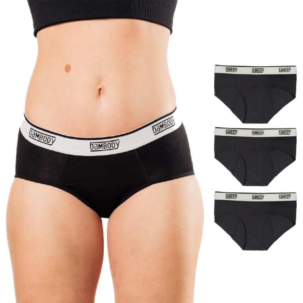 Bambody Absorbent Hipster, 5th Gen - XX-Small, 3 Pack, Black