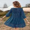 Eomenie Women's Contrast Lace Bathing Suit Cover Up V-Neck Swimsuit Coverups Loose Swimwear Beach Dress Beachwear Dark Blue view 2