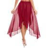 YEAHDOR Women Sheer Chiffon Ballet Skirt Asymmetrical Long Dance Skirts Ballerinas Performance Costume Burgundy One Size view 2