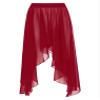 YEAHDOR Women Sheer Chiffon Ballet Skirt Asymmetrical Long Dance Skirts Ballerinas Performance Costume Burgundy One Size view 3