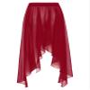 YEAHDOR Women Sheer Chiffon Ballet Skirt Asymmetrical Long Dance Skirts Ballerinas Performance Costume Burgundy One Size view 4