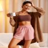 CRZ YOGA Women's Casual Sweat Shorts - 3.5'' Athletic Summer Comfy Cotton for Lounge Gym Jersey with Pockets Pink Puff Small view 2