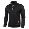 Men's Quarter Zip Thermal Fleece Lined Sweater,Winter Lightweight Soft Pullover Outdoor Athletic Lapel Sweatshirt Black view 2