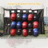 QBA Hanging Helmet Bag for Baseball Softball Team, Helmet Organizer for Dugout Fence Garage, Hold Up to 15 Players Helmets 4 Bats with Name Cards Roster Line Up, Black view 2