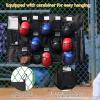 QBA Hanging Helmet Bag for Baseball Softball Team, Helmet Organizer for Dugout Fence Garage, Hold Up to 15 Players Helmets 4 Bats with Name Cards Roster Line Up, Black view 4