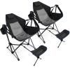 Giantex Outdoor Hammock Camping Chair - Rocking Chair with Removable Footrest, Adjustable Backrest, Pillow, Cup Holder, Storage Bag, Portable Fishing Chair for Poolside Patio Folding Chair (2, Black) view 1