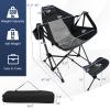Giantex Outdoor Hammock Camping Chair - Rocking Chair with Removable Footrest, Adjustable Backrest, Pillow, Cup Holder, Storage Bag, Portable Fishing Chair for Poolside Patio Folding Chair (2, Black) view 3