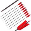 Lamehfyo 31" Carbon Arrows Target Flu-Flu Arrows Spine 500 Hunting and Target Practice Arrows with 4pcs Turkey Feathers for Small Game Hunting Shooting (red, 12pcs) view 4