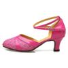 CsgrFagr Women's Ballroom Tango Latin Salsa Dancing Shoes Sequins Shoes Social Dance Shoe Womens Low Wedges (Hot Pink, 5.5) view 4