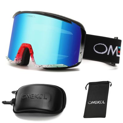 OMEKOL Double Layers Anti-Fog Ski Goggles OTG For Men Women Snow Snowboard Glasses Mask Snowmobile Outdoor Sport Eyewear (G12)