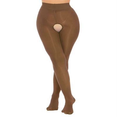 Daenrui Woman's Oil Glossy Pantyhose Tights Hollow Out Thigh High Suspender Stocking Footed Legging Type T One Size