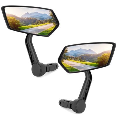 Arkham Bike Mirror for 0.59-0.65" Diameter Handlebar HD Bar End Bicycle Mirror Auto-Grade Glass fits Thickened Automotive Grade Glass for Handlebar E-Bike (Pentagonal Pair)