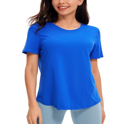 CRZ YOGA Pima Cotton Crewneck T-Shirt Strong Blue X-Small