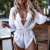 White Swimwear Ladies Sexy Tummy Control High Waisted Triangle Mesh Swimwear Bikini Tankini Waist Trainer Body Suit for Girls L view 2