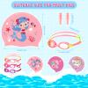 Sureio 12 Pcs Silicone Swim Caps for Kids Girls Durable Waterproof Swimming Caps with Goggles Ear Plug Nose Clip Age 2-14 Cute Unicorn Mermaid Flamingo for Long Short Hair Bathing Boys Girls Toddler view 2