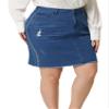 Agnes Orinda Plus Size Denim Skirt for Women Casual Embroidered Distressed Jean Mini Denim Skirts 1X Medium Blue view 2