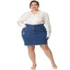 Agnes Orinda Plus Size Denim Skirt for Women Casual Embroidered Distressed Jean Mini Denim Skirts 1X Medium Blue view 3