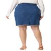 Agnes Orinda Plus Size Denim Skirt for Women Casual Embroidered Distressed Jean Mini Denim Skirts 1X Medium Blue view 4
