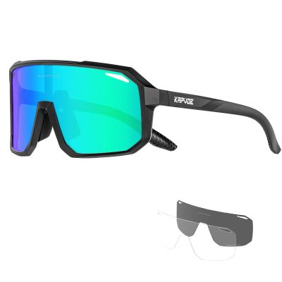 KAPVOE Polarized Cycling Glasses with 3 Interchangeable Lenses TR90 Sports Sunglasses Women Men