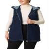 Agnes Orinda Plus Size Denim Vest for Women Sleeveless Lightweight Hoodie Utility 2024 Denim Jacket Vests 2X Black Blue view 2