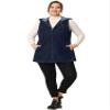 Agnes Orinda Plus Size Denim Vest for Women Sleeveless Lightweight Hoodie Utility 2024 Denim Jacket Vests 2X Black Blue view 3