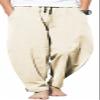 GUDEUBAI Men's Casual Cotton Linen Pants Elastic Waist Drawstring Beach Summer Lightweight Trousers (40, Khaki) view 1