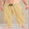 GUDEUBAI Men's Casual Cotton Linen Pants Elastic Waist Drawstring Beach Summer Lightweight Trousers (40, Khaki) view 4