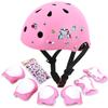 DINILEMU Kids Bike Helmet with DIY Stickers and Knee Pads Elbow Pads Wrist Guard Set for Ages 3-5-8 Toddler Boys Girls Helmet for Roller Skates Cycling Skateboarding Bicycle Scooter-Pink view 1