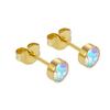 1 Pair Implant Grade Titanium Stud Earrings Set Hypoallergenic 3mm 4mm 5mm 6mm Cubic Zirconia G23 Titanium Earring Studs for Women Men for Sensitive Ear (5mm bezel gold AB) view 1