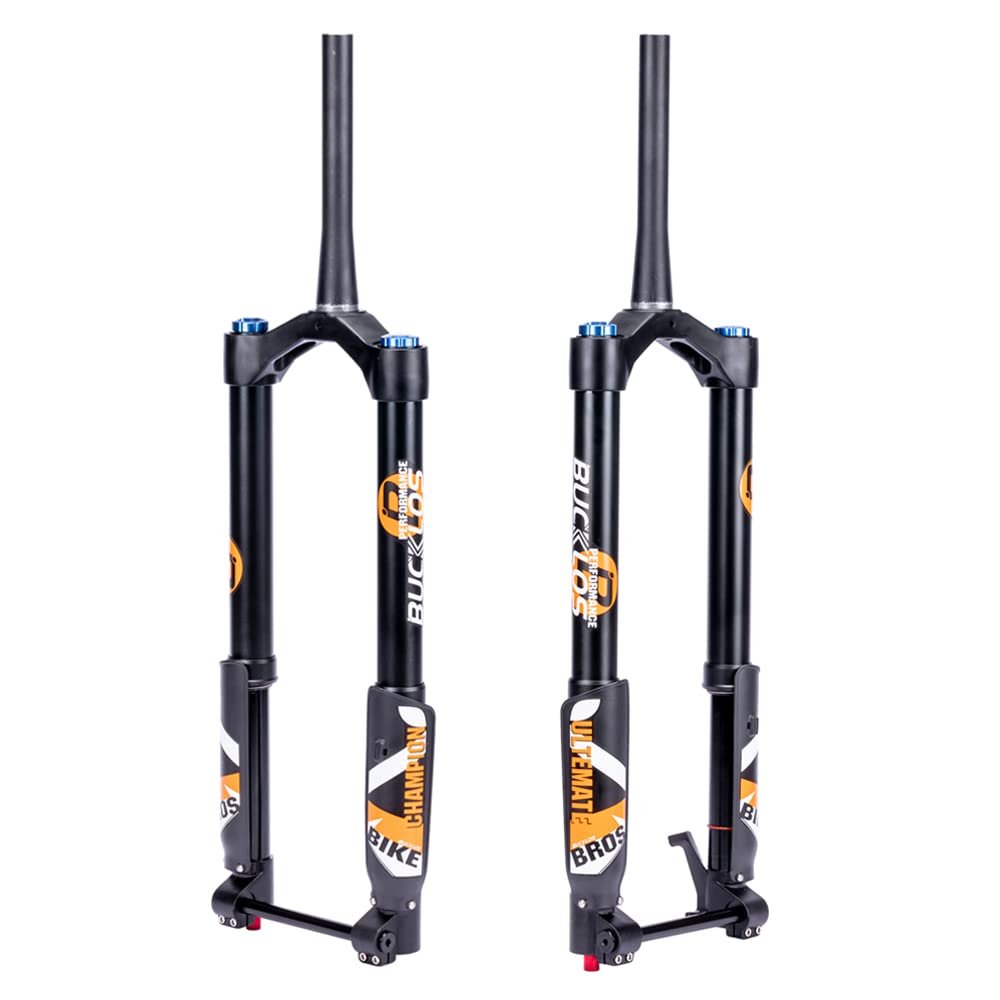BUCKLOS Fat Tire 5.0 20 inch Air Electric Mountain Bike Inverted Suspension Fork, Thru Axle 15 * 150mm 140 Travel Rebound Adjustment Tapered Front Forks, for Snow Beach E-Bike MTB