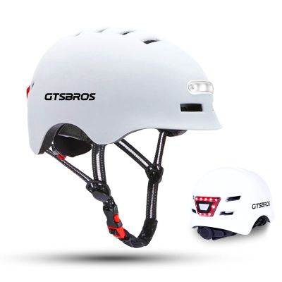 GTSBROS Adult Bike Helmet with Light - Front and Rear LED Lights Adjustable Mountain & Road Bicycle Helmets for Adults Men Women Cycling Helmets for Commuting, Biking