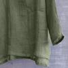 Unisex Plus Size V-Neck Lightweight Oversize Tops Casual Loose Linen Summer Beach Shirts Long Sleeve Cotton Yoga Slouchy Tee Army Green view 3
