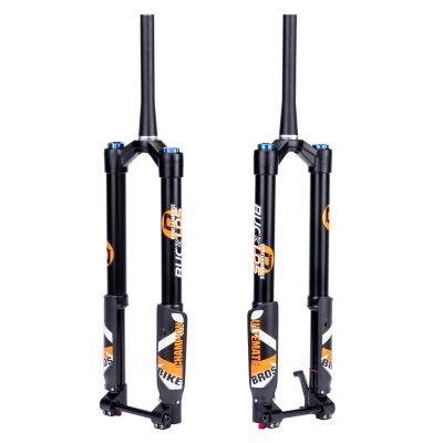 BUCKLOS 26/27.5/29 inch Electric Mountain Bike Air Suspension Inverted Downhill ForkThru Axle Boost 15x110mm Travel 140/180mm Rebound Adjust 1-1/8" Straight Tapered Disc Brake Bicycle Front Forks