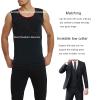 WYGWBD Padded Muscle Shirts for Men Fake Chest Vest Shapewear Tank Tops Removable Pad,Black,XL view 4