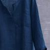 Unisex Plus Size V-Neck Lightweight Oversize Tops Casual Loose Linen Summer Beach Shirts Long Sleeve Cotton Yoga Slouchy Tee Navy view 2