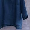 Unisex Plus Size V-Neck Lightweight Oversize Tops Casual Loose Linen Summer Beach Shirts Long Sleeve Cotton Yoga Slouchy Tee Navy view 3