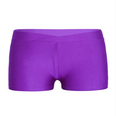 dPois Kids Girls V-Front Waistband Shorts Ballet Dance Shorts Bottoms Workout Running Jogging Activewear Purple 9-10 Years