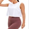CRZ YOGA Pima Cotton Cropped Tank Tops for Women Workout Crop Top Sleeveless Athletic Shirts Loose Yoga Tops White X-Large view 1