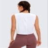 CRZ YOGA Pima Cotton Cropped Tank Tops for Women Workout Crop Top Sleeveless Athletic Shirts Loose Yoga Tops White X-Large view 2