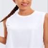 CRZ YOGA Pima Cotton Cropped Tank Tops for Women Workout Crop Top Sleeveless Athletic Shirts Loose Yoga Tops White X-Large view 4