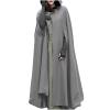 XUNRYAN Women's Wool Blend Capes Hooded Cloak Outwear Poncho Open Front Cardigan Autumn Winter Maxi Long Trench Coat view 1