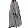 XUNRYAN Women's Wool Blend Capes Hooded Cloak Outwear Poncho Open Front Cardigan Autumn Winter Maxi Long Trench Coat view 3