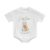 Baby Easter Outfit Newborn Girl Boy Bunny Letter Print Romper Tops Short Sleeve Shirt 1st Easter Summer Clothes (White Easter Sunday,0-3 Months) view 1