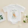 Baby Easter Outfit Newborn Girl Boy Bunny Letter Print Romper Tops Short Sleeve Shirt 1st Easter Summer Clothes (White Easter Sunday,6-12 Months) view 3
